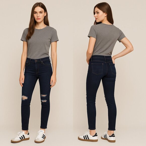 HUDSON✨ Krista Low-Rise Distressed Super Skinny Ankle Jeans Sz 29 👖💙 - Picture 4 of 16